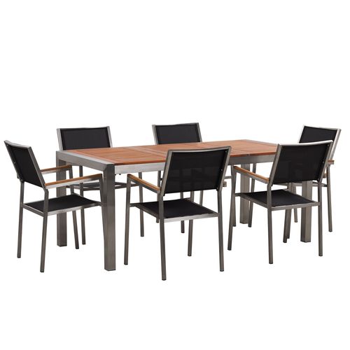 Set De Salle À Manger Bois Solide Noir Grosseto