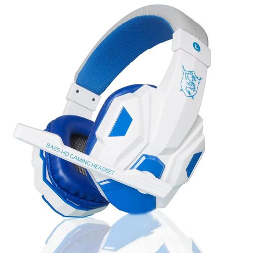 WHITE Casque de jeu filaire pliable avec microphone réglable, sauna de jeu, téléphone, ordinateur, gamer, PS4, Xbox One, Nintendo Switch, PC, 3.5mm ""Nipseyteko""