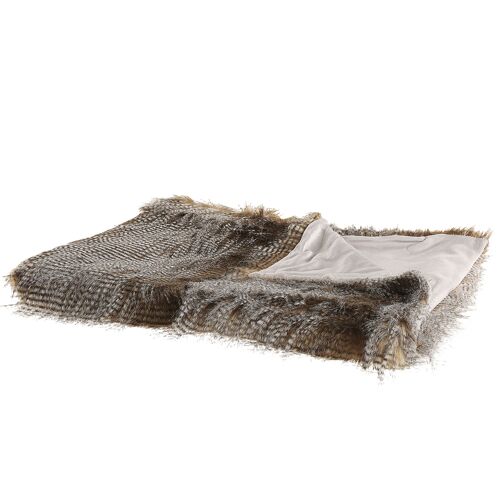 Plaid marron foncé et blanc 180 x 220 cm ASDAD
