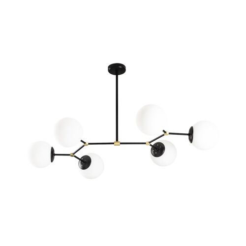 Suspension En Métal 6 Globes Damar - L. 100 X H. 52 Cm - Noir Et Blanc