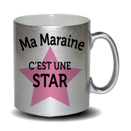 Mug Humoristique Gris Ma Maraine C'est Une Star . Cadeau Fête Des Mères, Fête Des Pères Ou Toutes Autres Occasions.