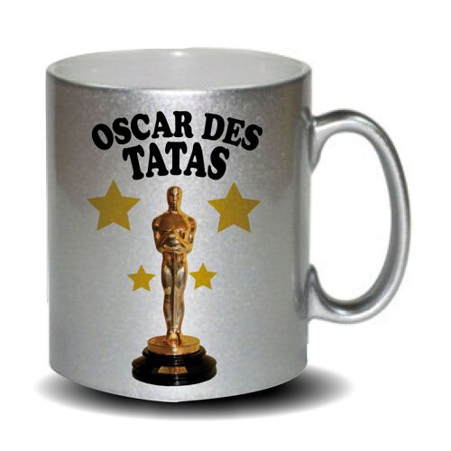 Mug Humoristique Gris Mug Pailleté Oscar Des Tatas . Cadeau Fête Des Mères, Fête Des Pères Ou Toutes Autres Occasions.