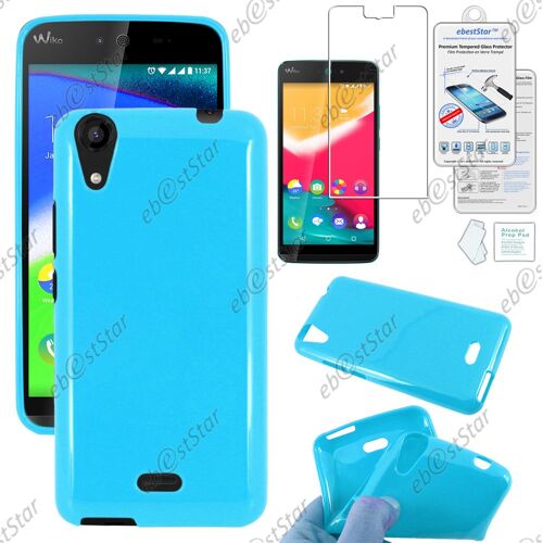 ebestStar ® pour Wiko Rainbow Jam 4G - Housse Etui Coque Souple Silicone Gel sans motif + 1 Verre Trempé, Couleur Bleu