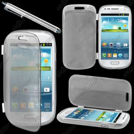 Ebeststar ® Pour Samsung Galaxy S3 Mini Gt-I8190, I8190n - Housse Etui Coque Portefeuille Livre Silicone Gel + Stylet, Couleur Transparent