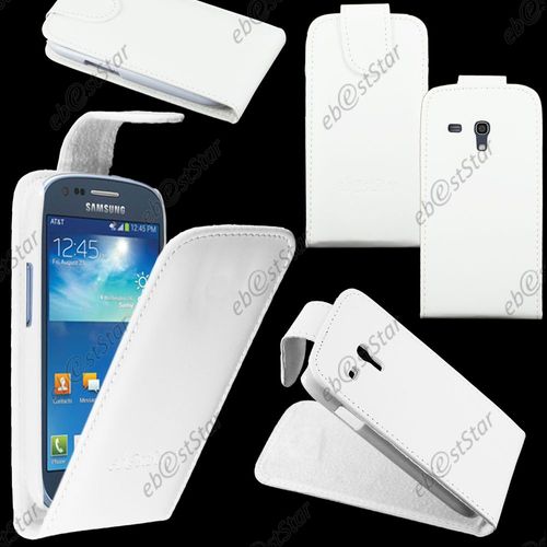Ebeststar ® Pour Samsung Galaxy S3 Mini Gt-I8190, I8190n - Housse Coque Etui Simili Cuir À Rabat Vertical + Film, Couleur Blanc