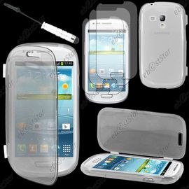 Ebeststar ® Pour Samsung Galaxy S3 Mini Gt-I8190, I8190n - Housse Etui Coque Portefeuille Livre Silicone Gel + Mini Stylet + 3 Film Écran, Couleur Transparent