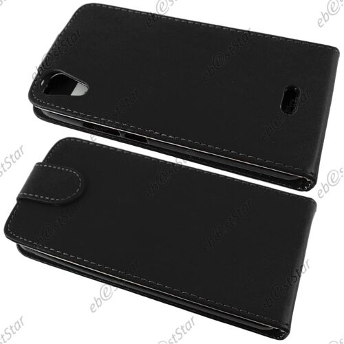 Ebeststar ® 1 Verre Trempé + Coque Housse Etui Simili Cuir Rabattable Pour Wiko Rainbow Jam 4g, Couleur Noir