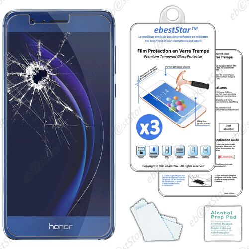 Ebeststar ® Pour Huawei Honor 8 - Lot X3 Film Protection Écran Verre Trempé Anti Casse Anti-Rayures