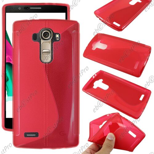 ebestStar ®  Coque S-line Silicone Gel Motif Vague Housse Etui Protection Souple pour LG G4 H815, G4 Dual-LTE + 1 Verre Trempé, Couleur Rouge