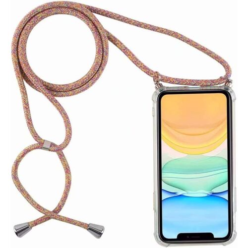 Coque Compatible Avec Oppo A9 2020(A11x)/A5 2020/A11,Coque Avec Cordon,Etuis A Bandouliere Et Cordon Collier Case Portable Cover,Arc-En-Ciel Jaune