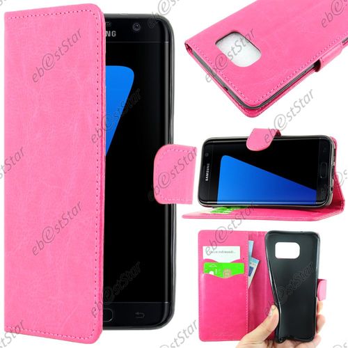 Ebeststar ® Pour Samsung Galaxy S7 Edge Sm-G935f G935 - Housse Coque Etui Portefeuille Support Folio Simi Cuir + Film, Couleur Rose