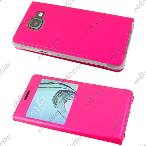 Ebeststar ®  Housse Protection Coque Cover View Portefeuille Pour Samsung Galaxy A5 2016 A510f + 1 Verre Trempé, Couleur Rose