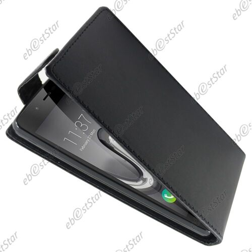 ebestStar ® Coque Housse Etui Simili Cuir Rabattable + Film Verre Trempé pour Wiko Tommy, Couleur Noir