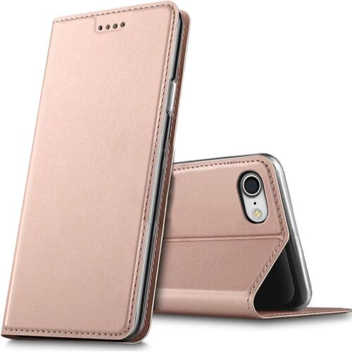 Etui Pour Apple Iphone 8, Coque Pochette Portefeuille Pour Housse Iphone 7 Avec Magnetique Fonction Wallet - Rose