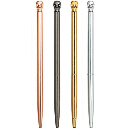 Stylos À Bille Crâne Nouveauté, Stylo D'écriture En Métal Pour Infirmière Dr Papeterie Cadeau Étudiant Fou (Paquet 4)