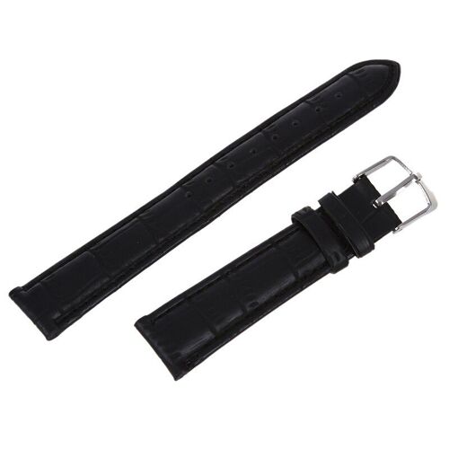 Bracelet De Montre En Alliage De Cuir Pu Noir, 18mm