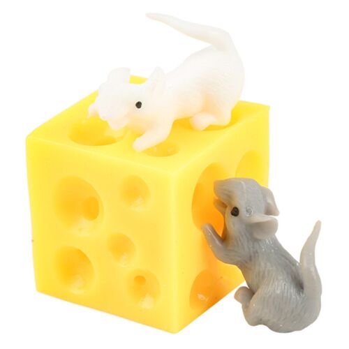 Jouet De Soulagement Du Stress Avec Souris Et Bloc De Fromage, Cache Et Chercher, 2 Figures Squatteuses, Contre L'Agitation