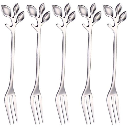 Fourchette À Dessert En Acier Inoxydable, Poignée En Forme De Cuir Chevelu, Salade De Fruits, Accessoires De Cuisine Pour La Viande 5 Articles Argentés