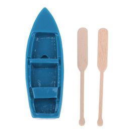 Modèle De Bateau À Rames Miniature Pour Enfants, Maison De Poupée, Bateau À Rames, Ensemble De Bateau, Jouet Artisanal D'Ornement, 1/12
