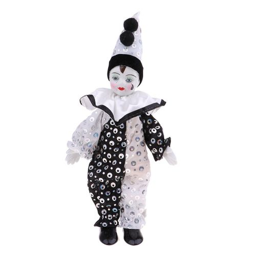 Clown En Porcelaine Drôle De 23cm De Haut Pour Homme, Vêtements En Brocade De Haute Qualité, Jouet De Poupée, Décoration De Fête De Noël À Pois