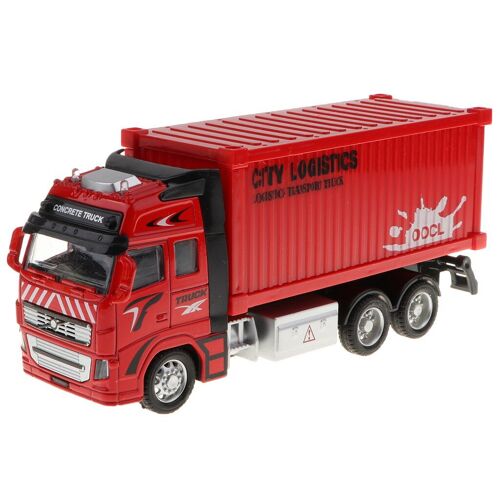 Camion Conteneur En Plastique Moulé Sous Pression, Échelle 1:18 Classique, Véhicule De Construction, Modèle De Voiture, Jouet Pour Enfants, Cadeaux D'Anniversaire, Rouge