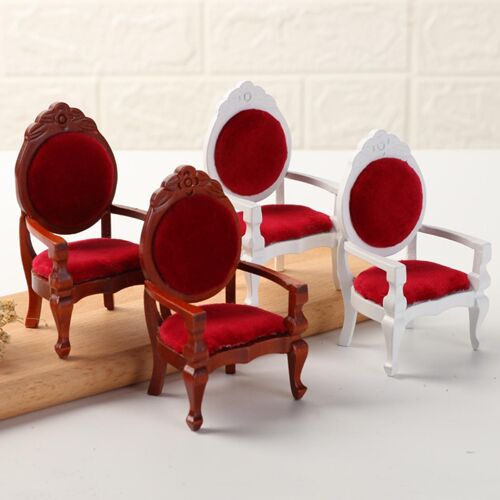 Mini Fauteuil Rétro Sculpté En Forme De Pêche Pour Maison De Poupée, Modèle Bois, Jouets De Décoration Pour Filles, Cadeau D'Anniversaire, De Noël Et Du Nouvel An, 1/12