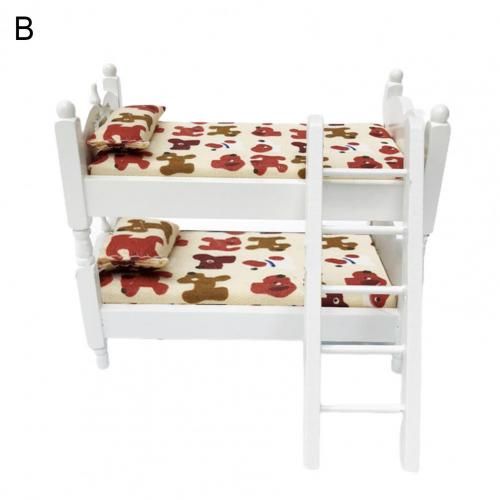 Mini Lit Superposé Pour Enfants, Modèle De Chambre À Coucher, Jouets De Jeu, Accessoire De Maison De Poupée, 1/12
