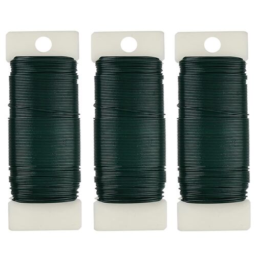 Fil Floral De 3 Paquets, Fil De Fleuriste Vert De Calibre 22 De 118 Verges, Fil Vert Flexible