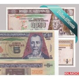 Guatemala 3 Billets De Banque Differents