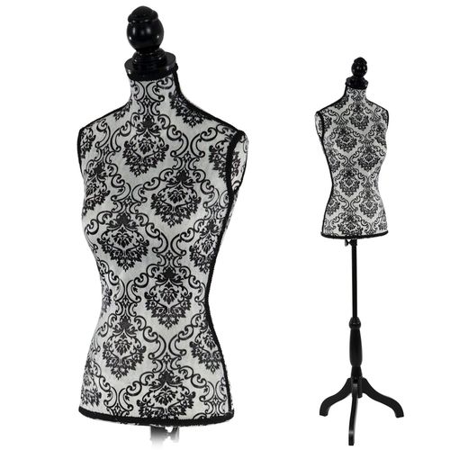 Buste de couture mannequin femme déco vitrine noir et blanc DEC04006