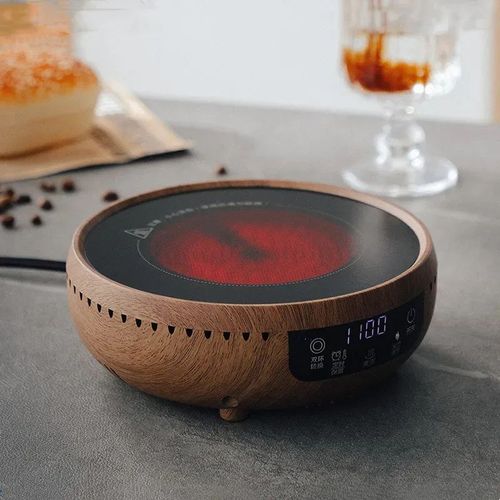 Réchaud à café électrique en céramique avec chronométrage,cuisinière à thé électrique,température s?ur,théière,cuisinière multifonctionnelle,1100W - Type Wood grain-EU Plug