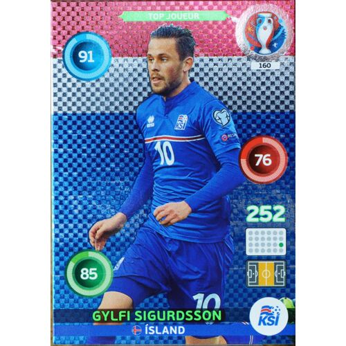 Carte Panini Xl Adrenalyn Euro 2016 160/459 Top Joueur Iceland Gylfi Sigurdsson Neuf Fr