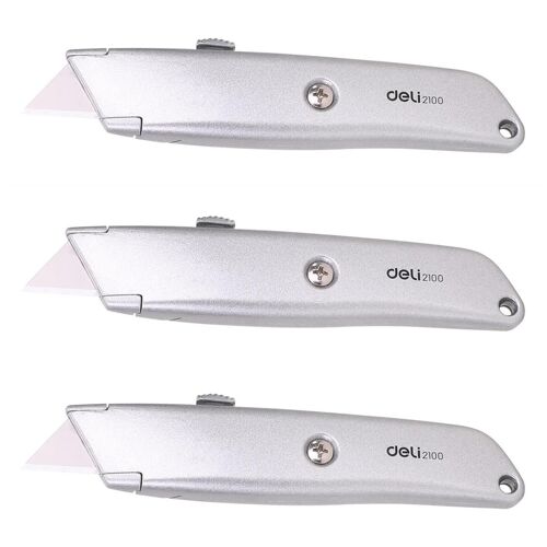 Deli Lot De 3 Cutters Large Pro Soft/Aluminium - Gamme Expert - 150 X 20 X36 Mm