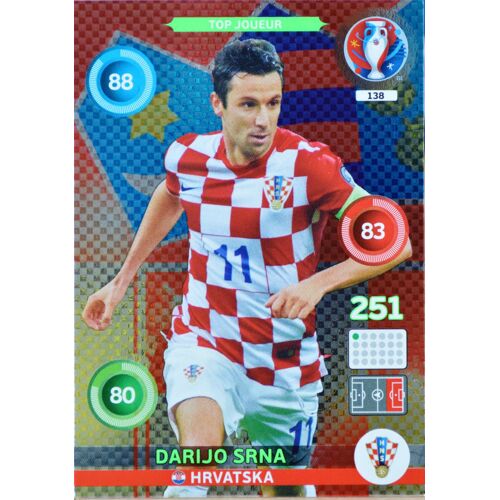 Carte Panini Xl Adrenalyn Euro 2016 138/459 Top Joueur Croatia Darijo Srna Neuf Fr