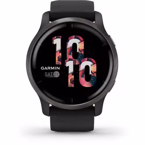 Garmin Venu 2 - 45 mm - noir - montre de sport avec bracelet - silicone - noir - taille du poignet : 135-200 mm - affichage 1.3" - Bluetooth, Wi-Fi, ANT+ - 49 g