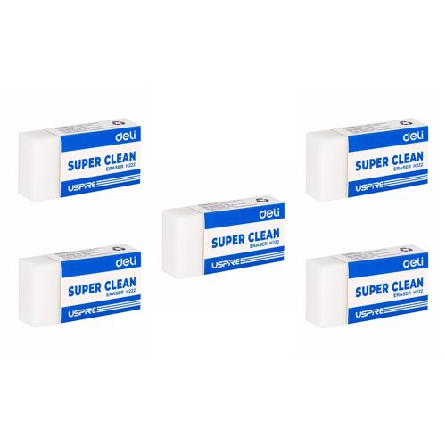 Deli Lot De 5 Gommes Extra Clean "Uspire" 45x22.5x10.5mm- Sans Résidus