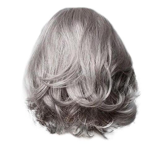 Perruque Femme Cheveux Lisses Gris Moyen - Court, Synthétique, Bonnet Moyen - Ref VAL 51, Neuve