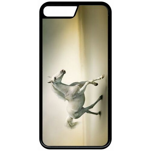 Coque iphone 7 - cheval blanc en course - noir