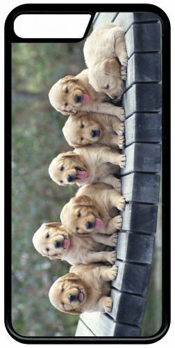 Coque Pour Iphone 7 - Chiots Golden Retriever - Noir