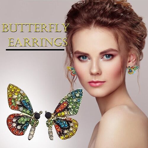 Boucles D'oreilles D'aile Strass Aiguille Mode Personnalité Oreille