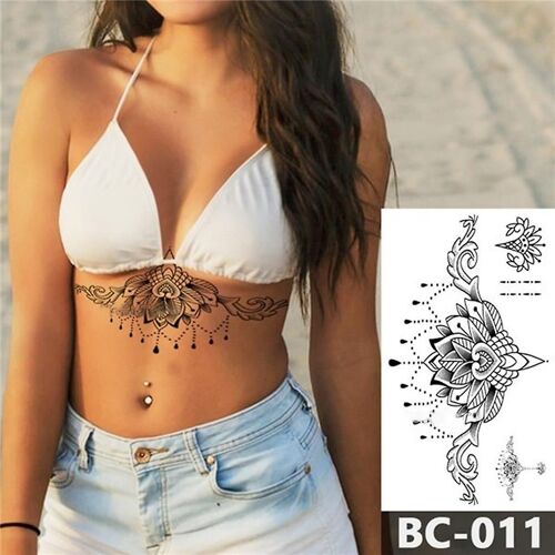 Poitrine Corps Motif Temporaire Decal Taille Art Autocollant 