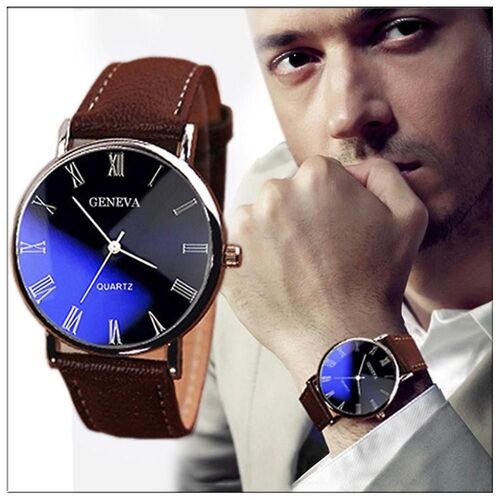 Mode Luxe Faux Cuir Homme Quartz Analogique Montres