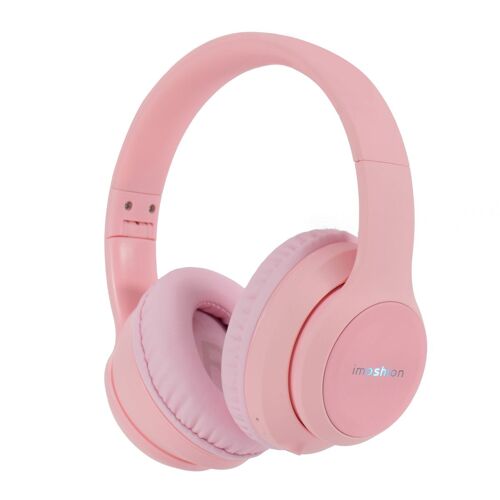 imoshion Casque sans fil pour enfants LED Light Limiteur de décibels Avec câble AUX Rose