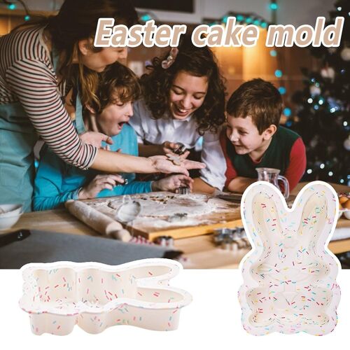 1pc Pâques Silicone Moulage Gâteau Bricolage Couleur Silicone Lapin Forme Gâteau Moulage