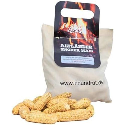 ASFASFq-Maïs fumé | 500 g de maïs grillé pour barbecue dans un sac en jute | Matériel d'allumage naturel pour fumoirs et barbecue au charbon de bois | Prêt à griller rapidement, sans étincelles et