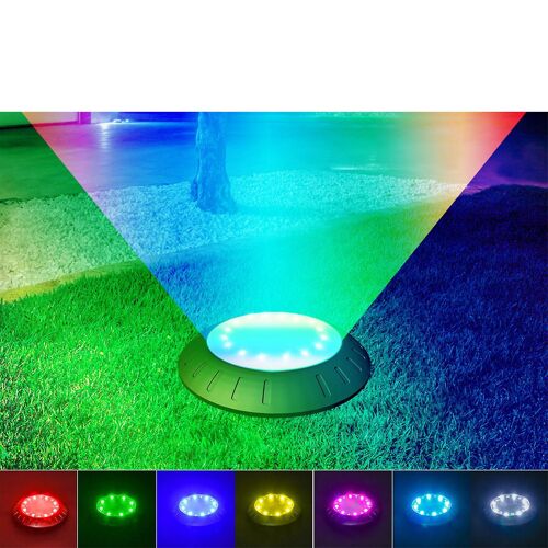 Lumières De Sol Extérieures Avec 16 Led, Lumières Extérieures Multicolores À Changement Automatique, Lumières De Jardin Pour Les Allées Jardin Cour Patio Pelouses