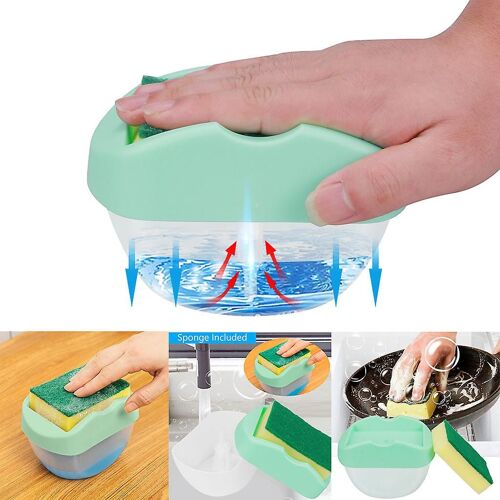 Distributeur de pompe à savon 2-en-1 et distributeur de pompe à savon Sponge Caddy 13oz