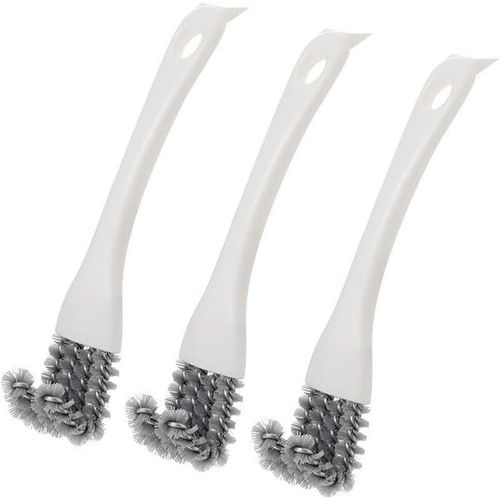 ASFASFq-Lot de 3 brosses et grattoirs pour grille de barbecue, barbecue, cuisinière, cuisine, évier, coins morts, petite brosse à poils blancs