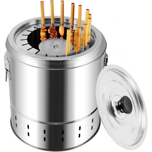 ASFASFq-Barbecue Kebob à suspendre sans fumée en acier inoxydable avec 20 brochettes, barbecue portable sans fumée pour la maison, les voyages, le camping, le pique-nique, la terrasse