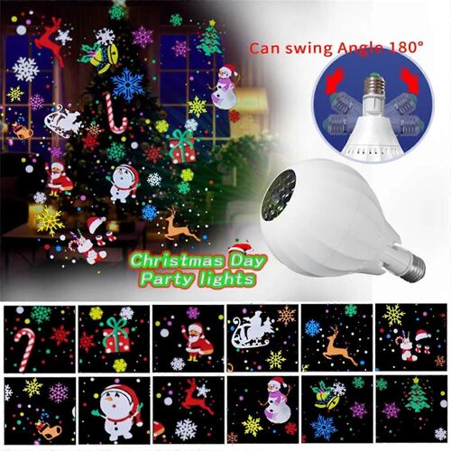 Cadeaux d'Halloween Nouveau 16 Ampoules de projection d'images Lumières de Noël Lumières de Noël Lumières de projection de flocon de neige Décorations d'Halloween Lig rotatif coloré